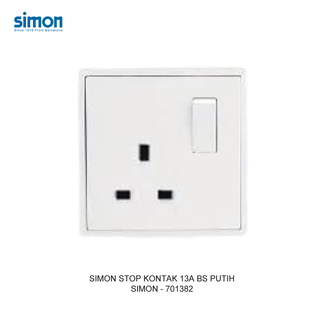 SIMON 13A BS SWITCHED SOCKET MODULE WHITE