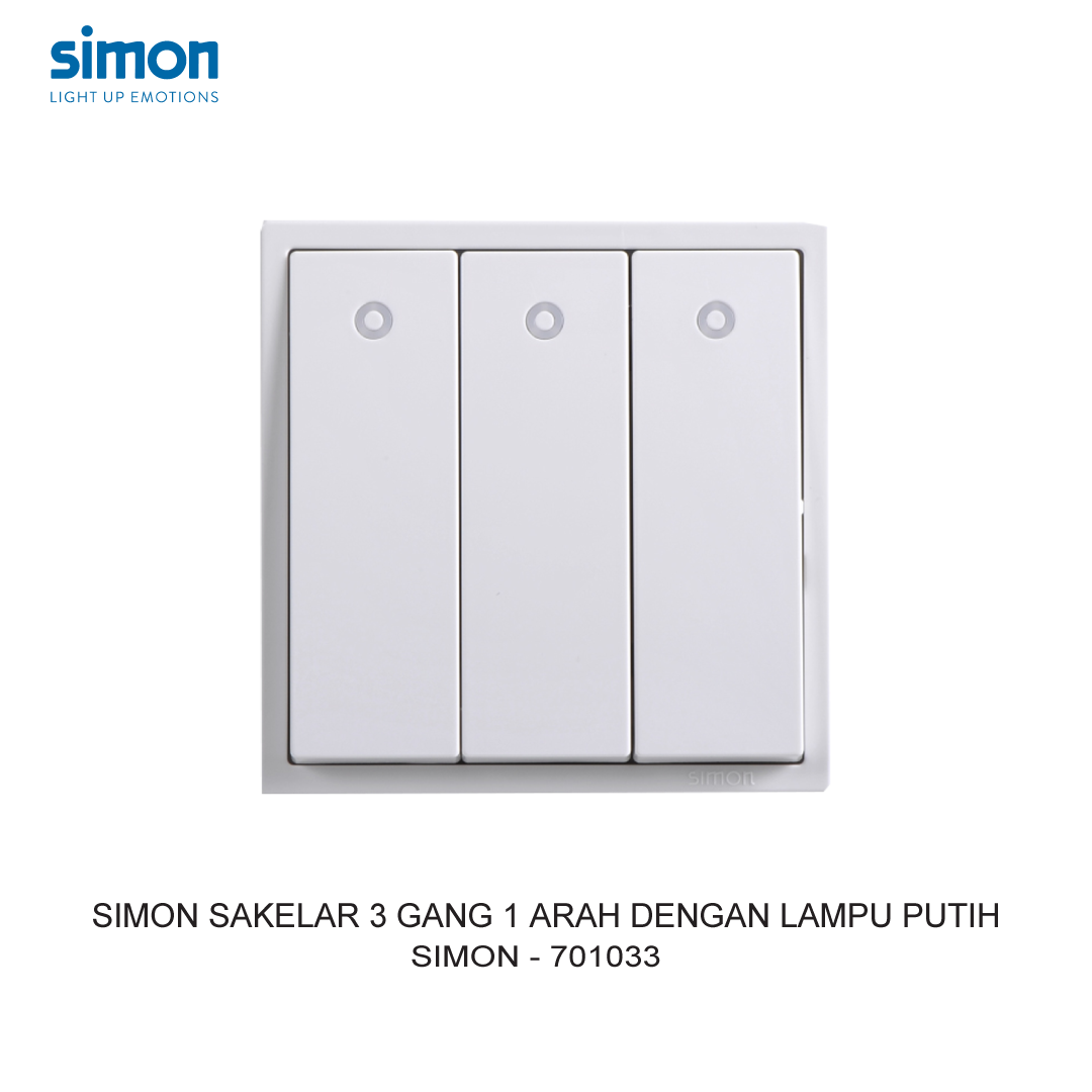 SIMON 3 GANG 1 WAY SWITCH MODULE WITH LED WHITE