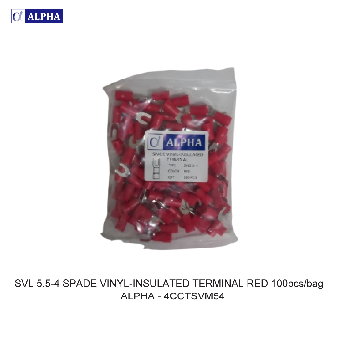 SVL 5.5-4 SPADE VINYL-INSULATED TERMINAL RED 100pcs/bag