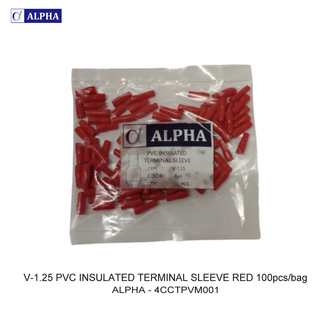 V-1.25 PVC INSULATED TERMINAL SLEEVE RED 100pcs/bag