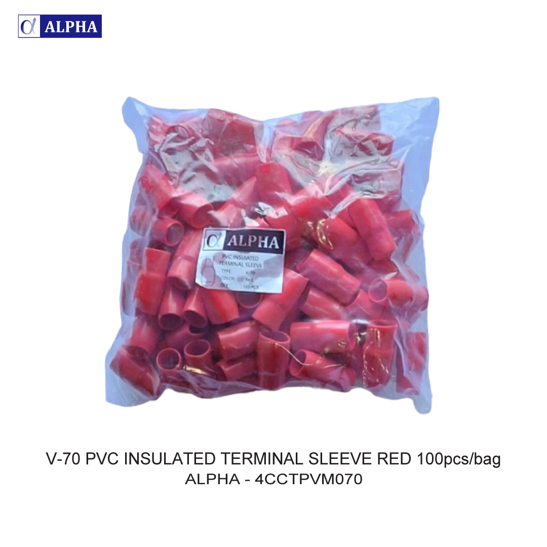 V-70 PVC INSULATED TERMINAL SLEEVE RED 100pcs/bag