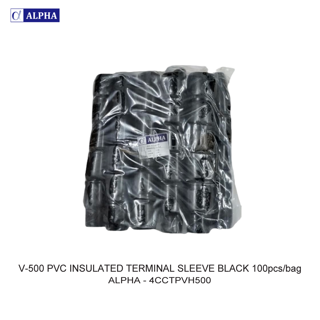 V-500 PVC INSULATED TERMINAL SLEEVE BLACK 100pcs/bag