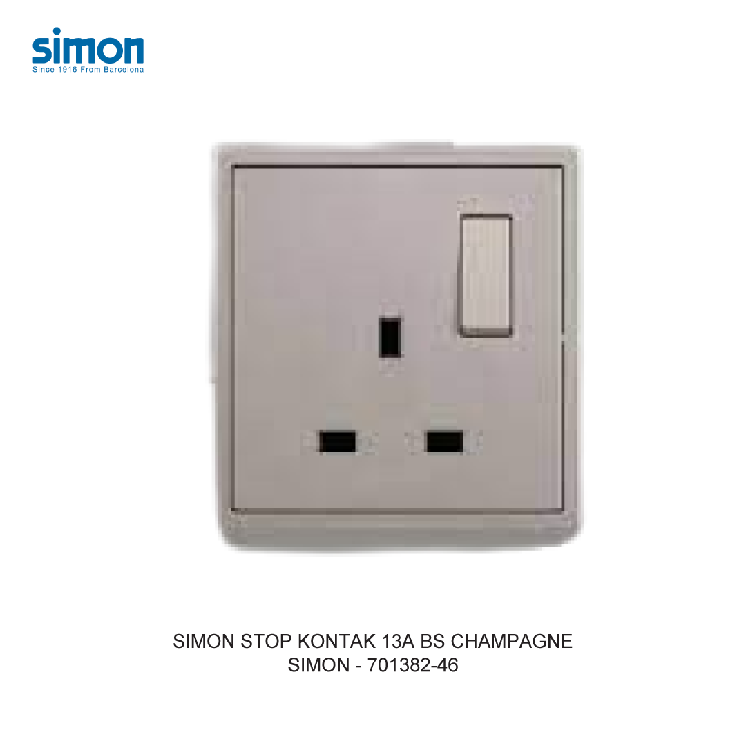 SIMON 13A BS SWITCHED SOCKET MODULE CHAMPAGNE