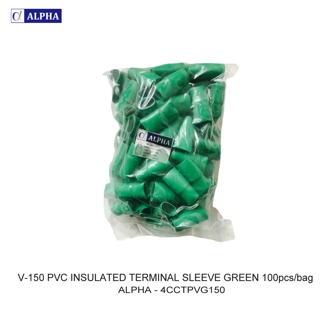 V-150 PVC INSULATED TERMINAL SLEEVE GREEN 100pcs/bag