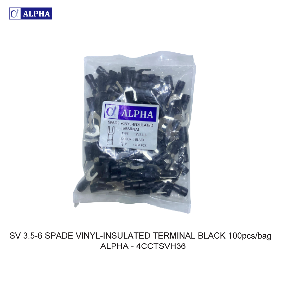 SV 3.5-6 SPADE VINYL-INSULATED TERMINAL BLACK 100pcs/bag