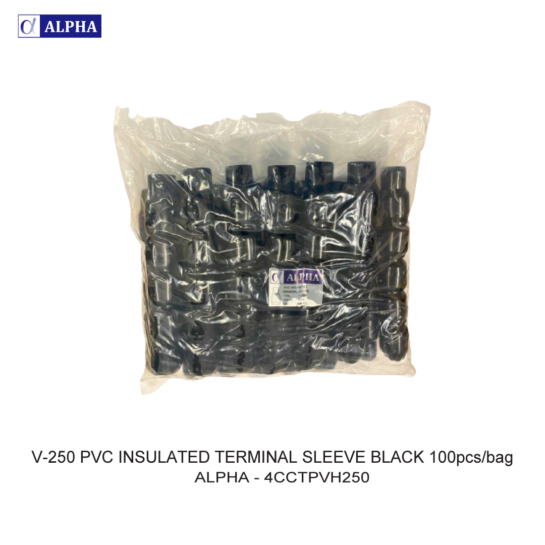 V-250 PVC INSULATED TERMINAL SLEEVE BLACK 100pcs/bag