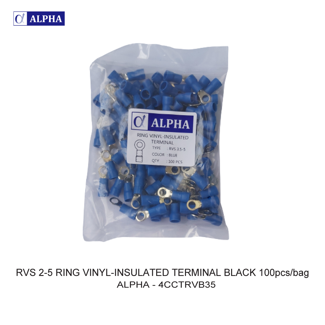 RVS 2-5 RING VINYL-INSULATED TERMINAL BLACK 100pcs/bag