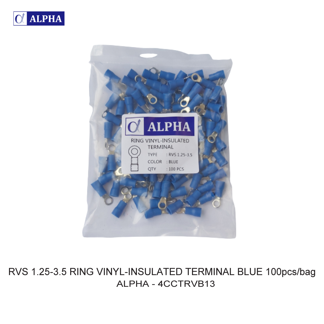 RVS  1.25-3.5 RING VINYL-INSULATED TERMINAL BLUE 100pcs/bag