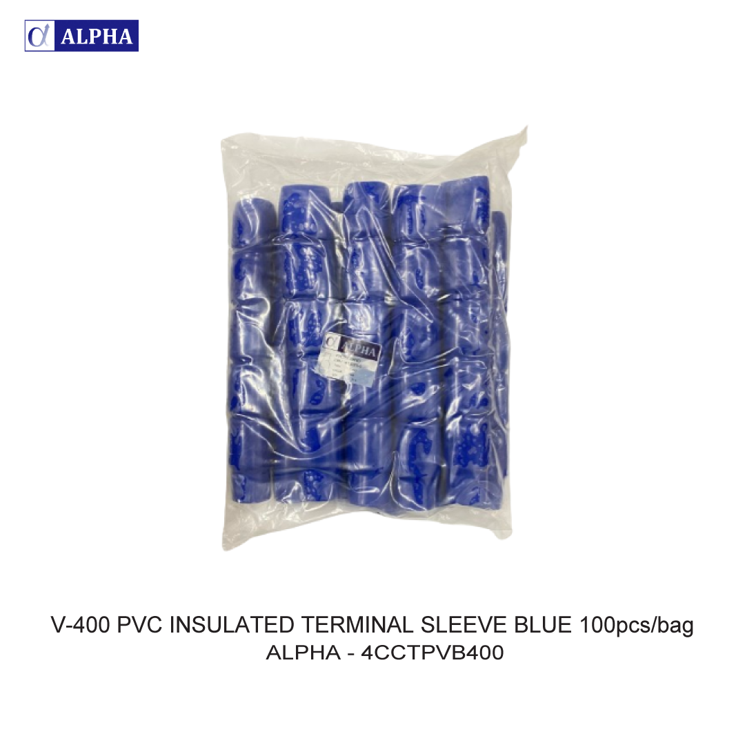 V-400 PVC INSULATED TERMINAL SLEEVE BLUE 100pcs/bag