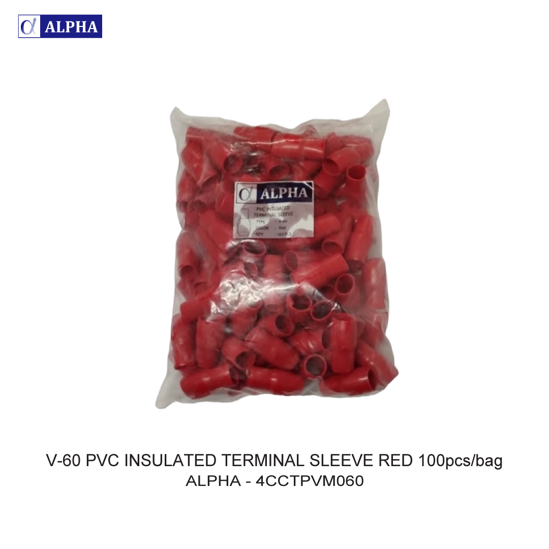 V-60 PVC INSULATED TERMINAL SLEEVE RED 100pcs/bag