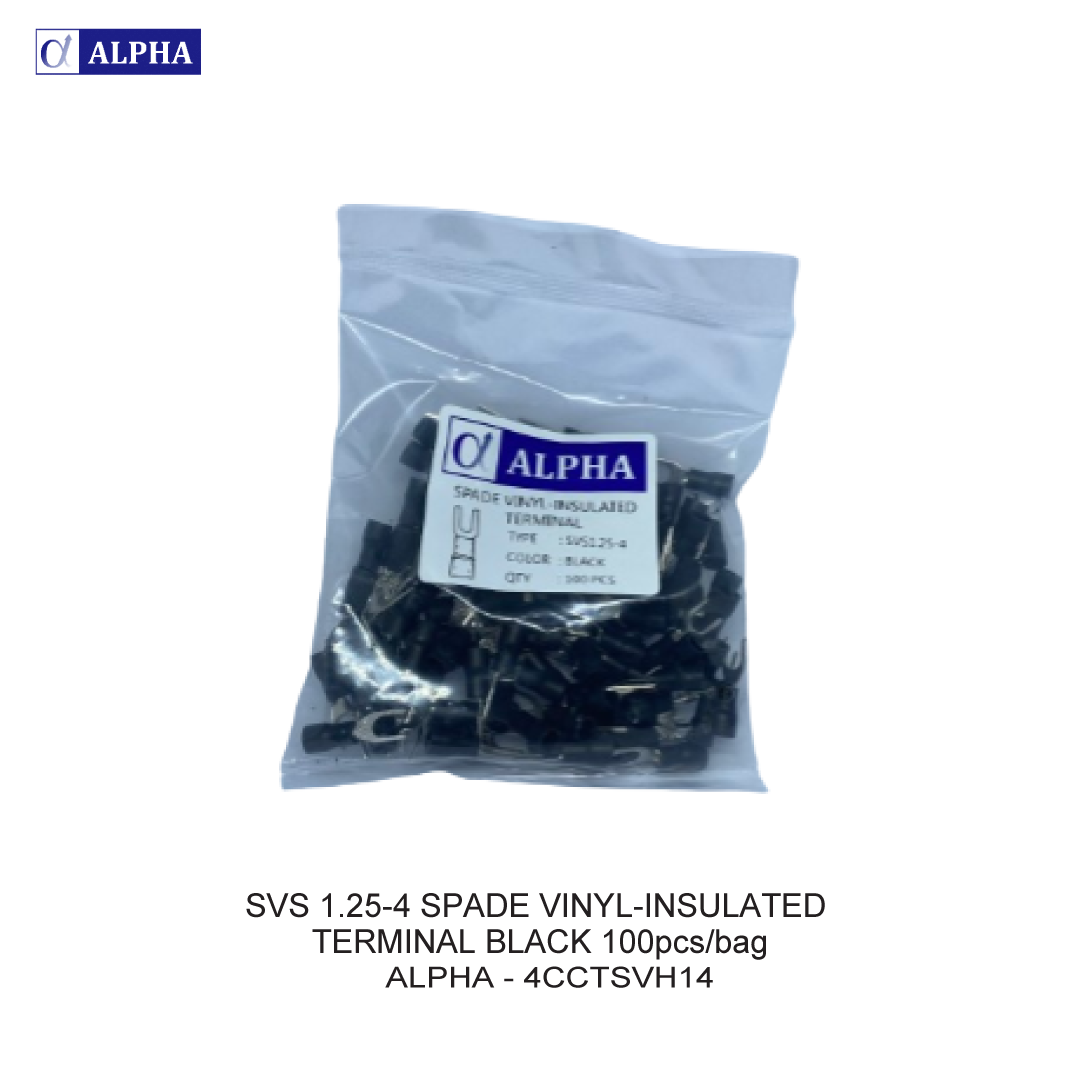 SVS 1.25-4 SPADE VINYL-INSULATED TERMINAL BLACK 100pcs/bag