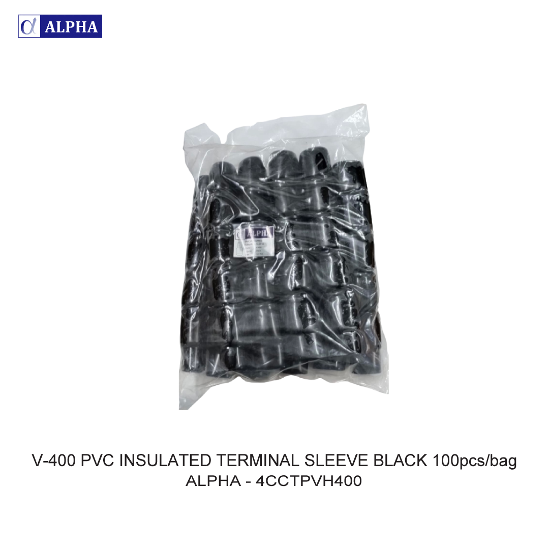 V-400 PVC INSULATED TERMINAL SLEEVE BLACK 100pcs/bag