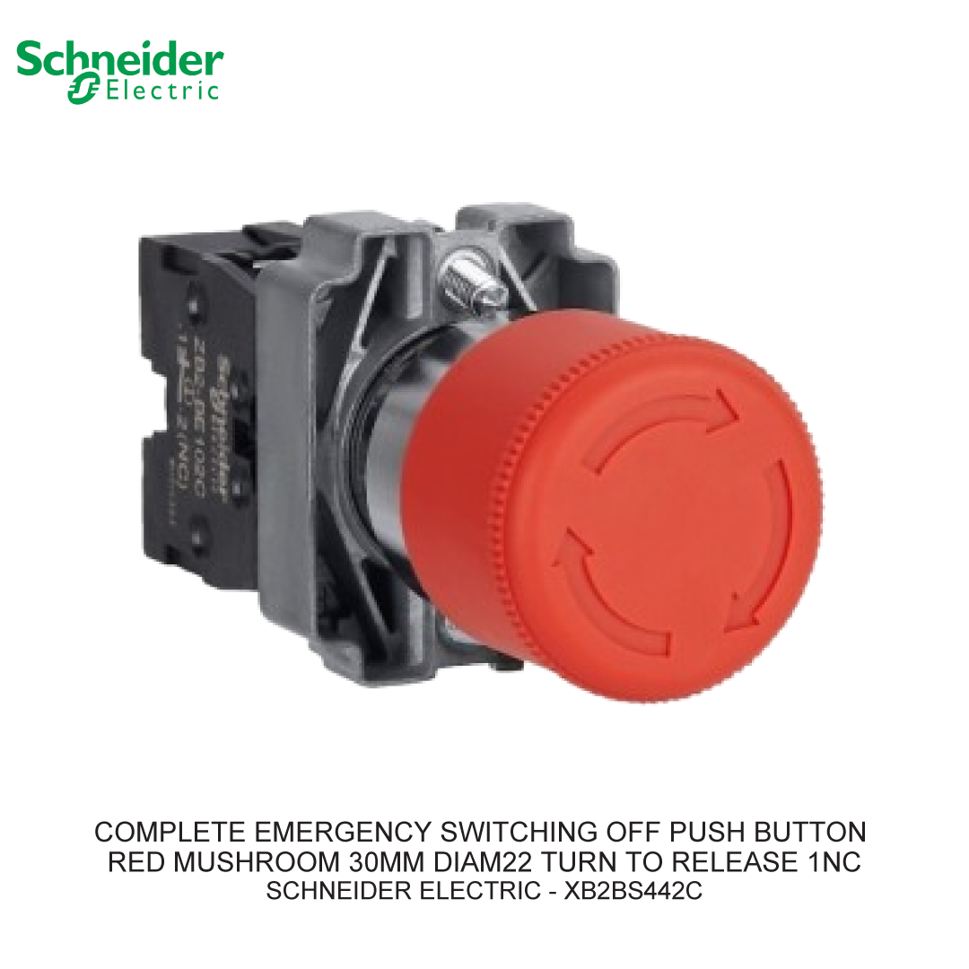 COMPLETE EMERGENCY SWITCHING OFF PUSH BUTTON RED MUSHROOM 30MM DIAM22 TURN TO RELEASE 1NC