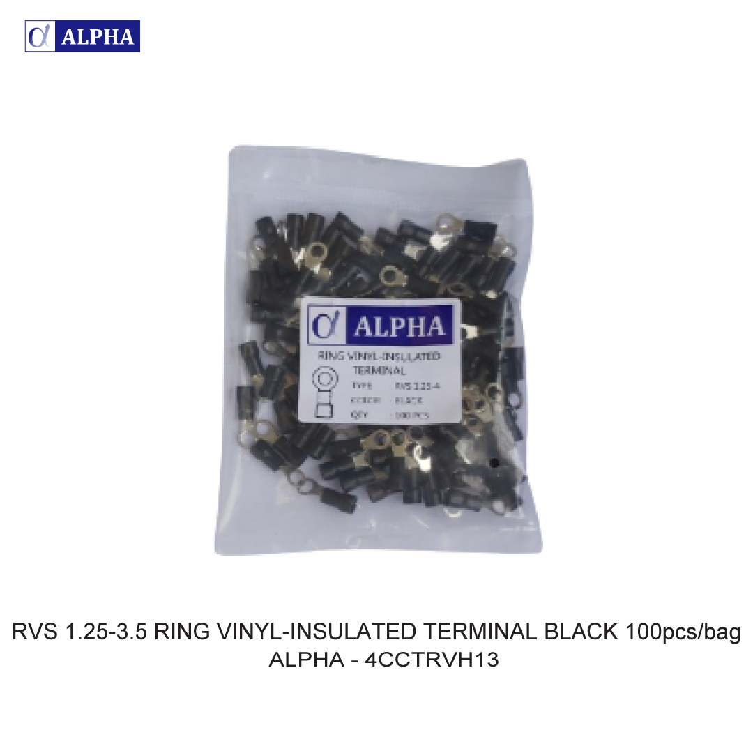 RVS  1.25-3.5 RING VINYL-INSULATED TERMINAL BLACK 100pcs/bag