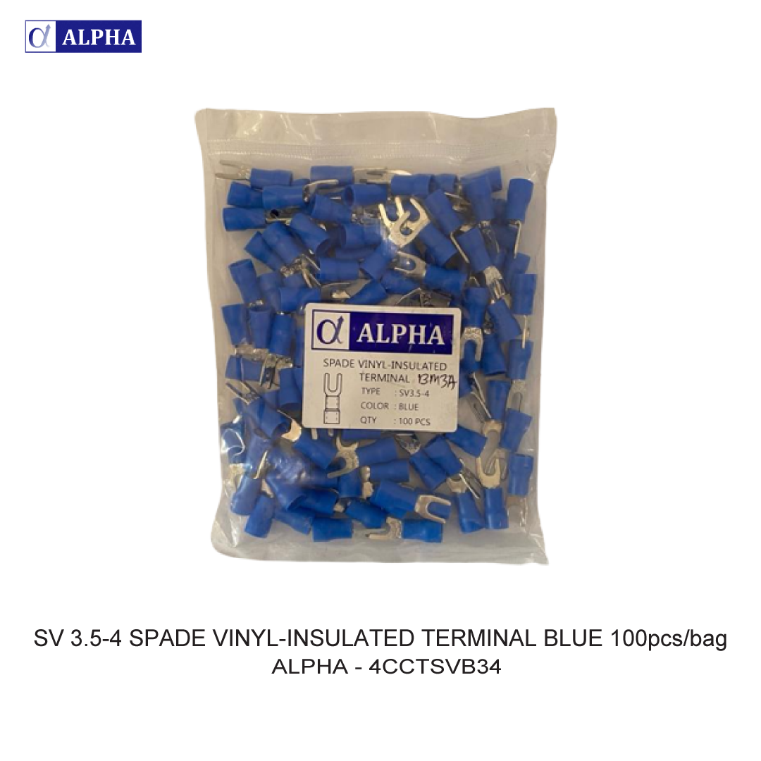 SV 3.5-4 SPADE VINYL-INSULATED TERMINAL BLUE 100pcs/bag