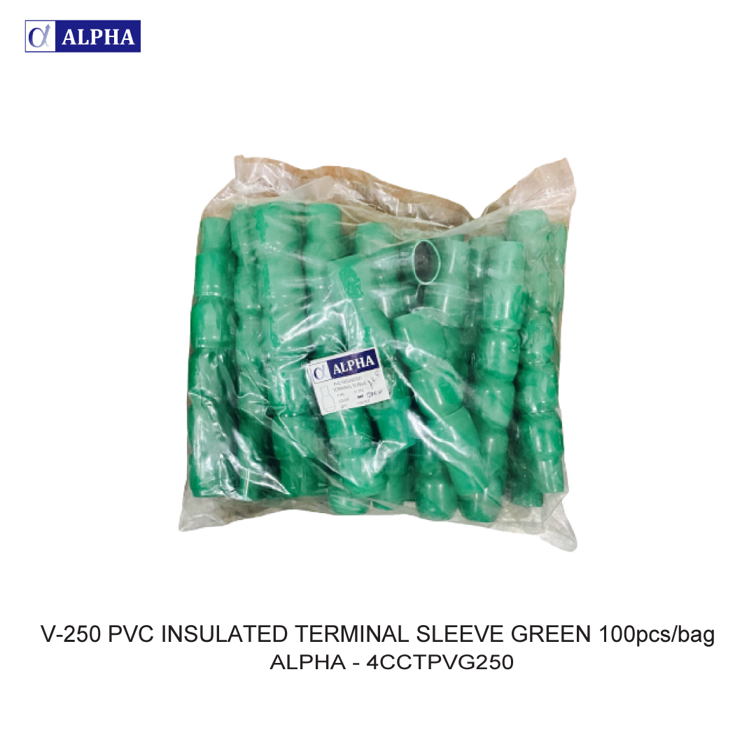V-250 PVC INSULATED TERMINAL SLEEVE GREEN 100pcs/bag