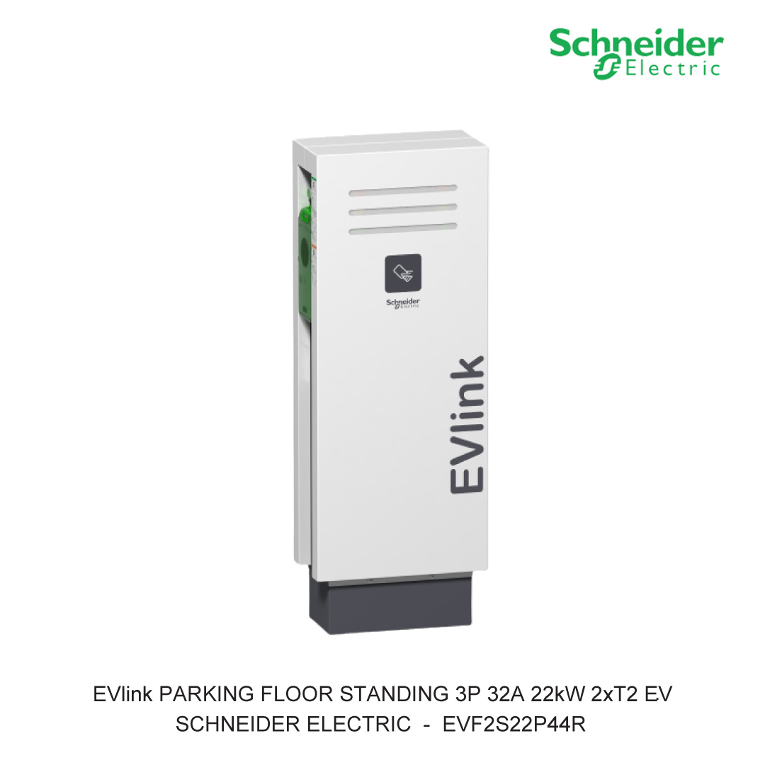EVlink PARKING Floor Standing 3P 32A 22kW 2xT2 EV with shutters charging station type Plug and charge with RFID reader