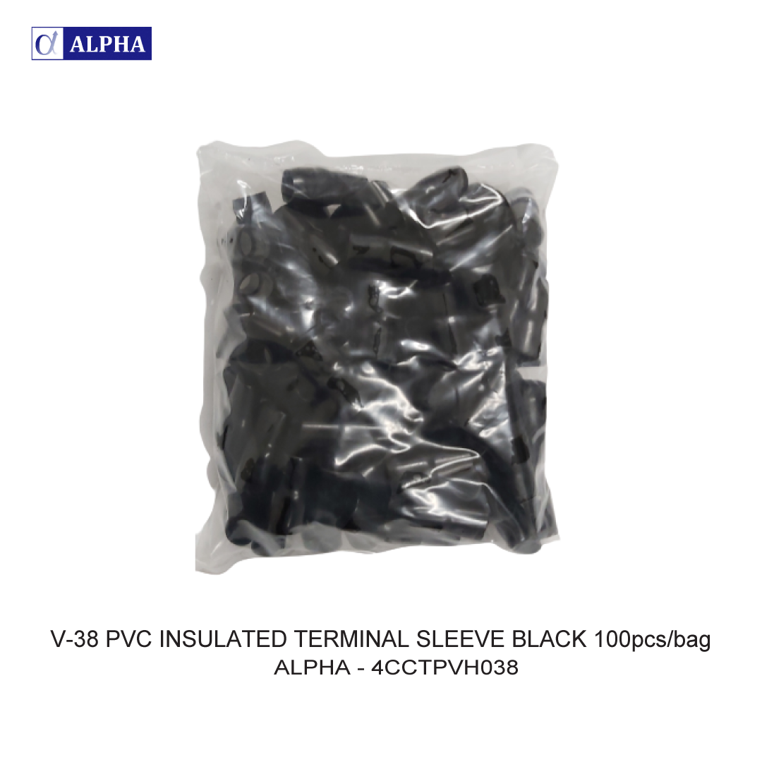 V-38 PVC INSULATED TERMINAL SLEEVE BLACK 100pcs/bag