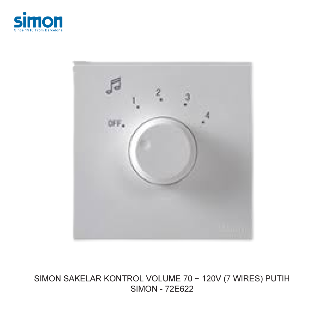 SIMON 70-120V VOLUME CONTROL SWITCH (7 WIRES) WHITE