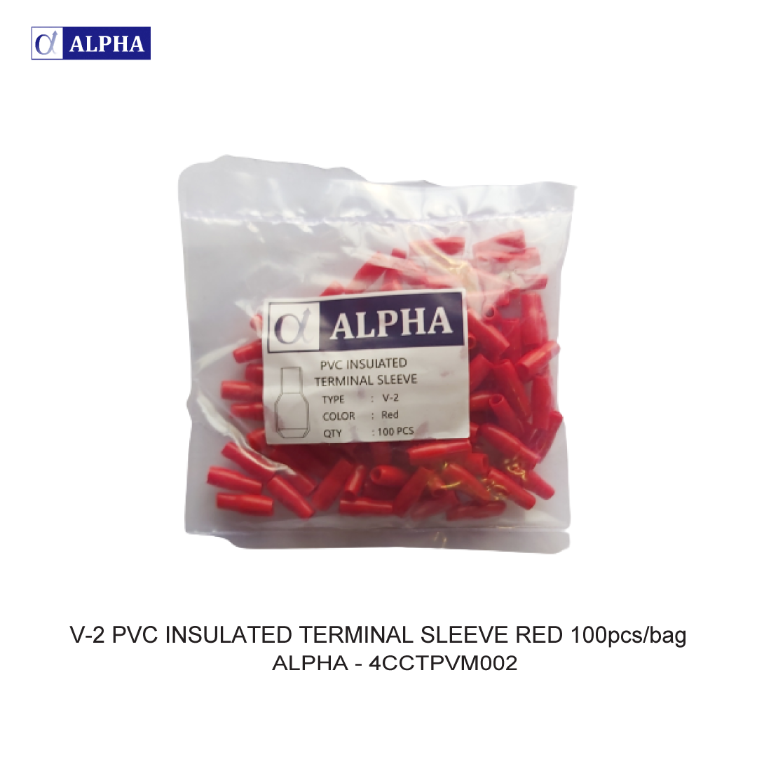 V-2 PVC INSULATED TERMINAL SLEEVE RED 100pcs/bag