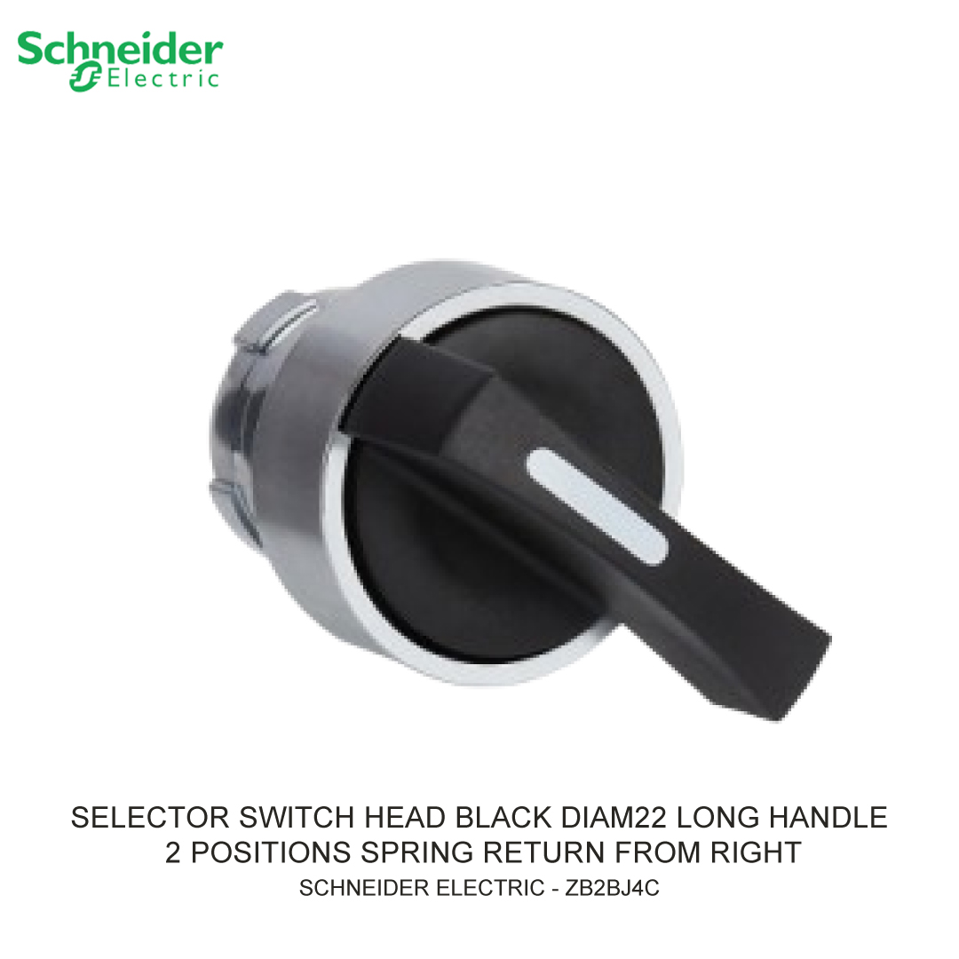 SELECTOR SWITCH HEAD BLACK DIAM22 LONG HANDLE 2 POSITIONS SPRING RETURN FROM RIGHT