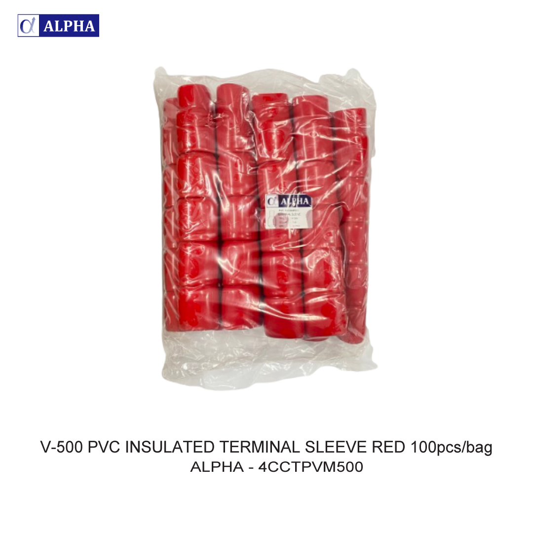 V-500 PVC INSULATED TERMINAL SLEEVE RED 100pcs/bag