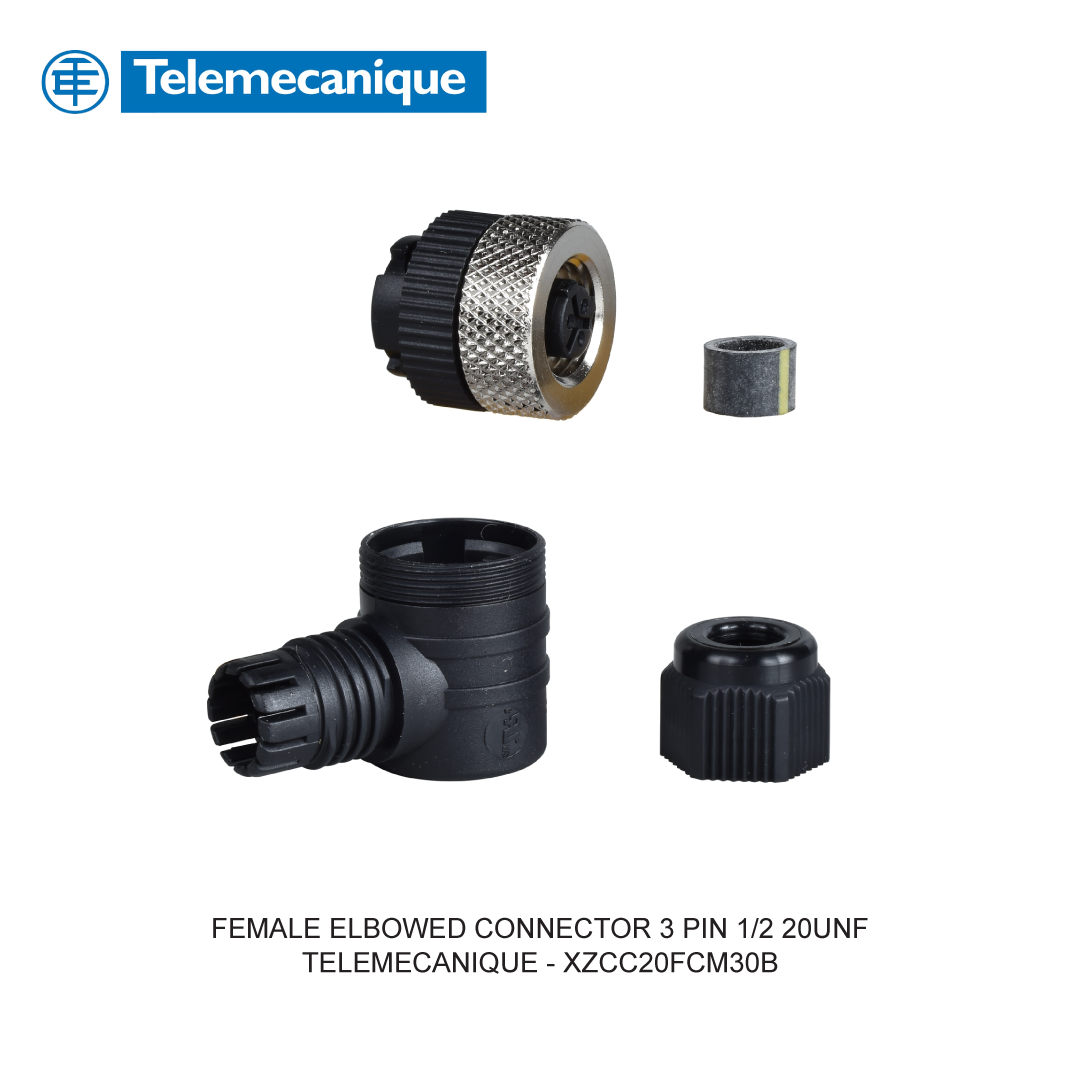 FEMALE ELBOWED CONNECTOR 3 PIN 1/2 20UNF