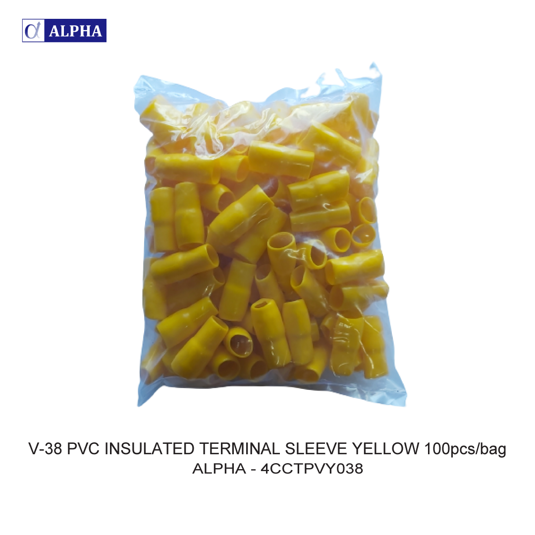 V-38 PVC INSULATED TERMINAL SLEEVE YELLOW 100pcs/bag