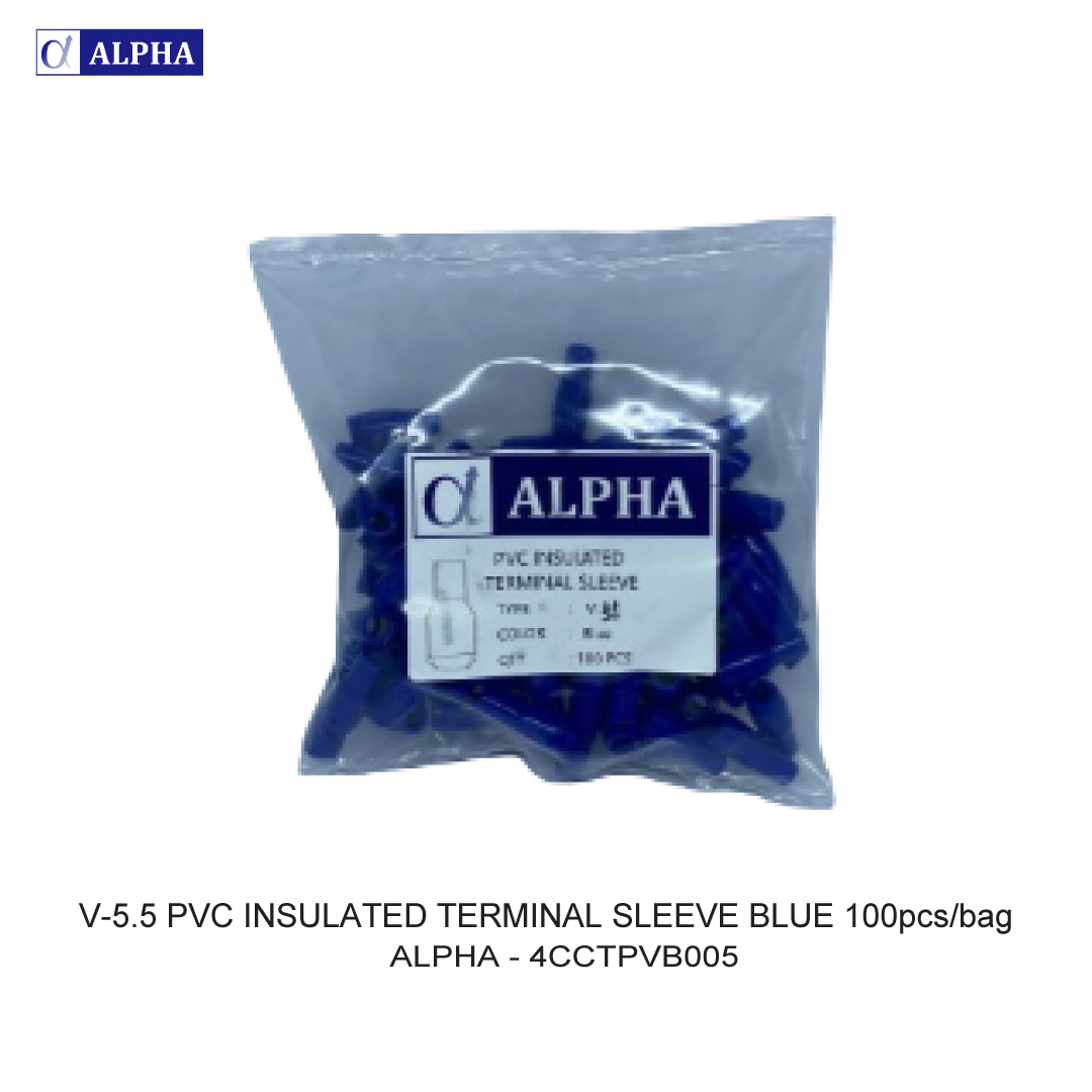 V-5.5 PVC INSULATED TERMINAL SLEEVE BLUE 100pcs/bag