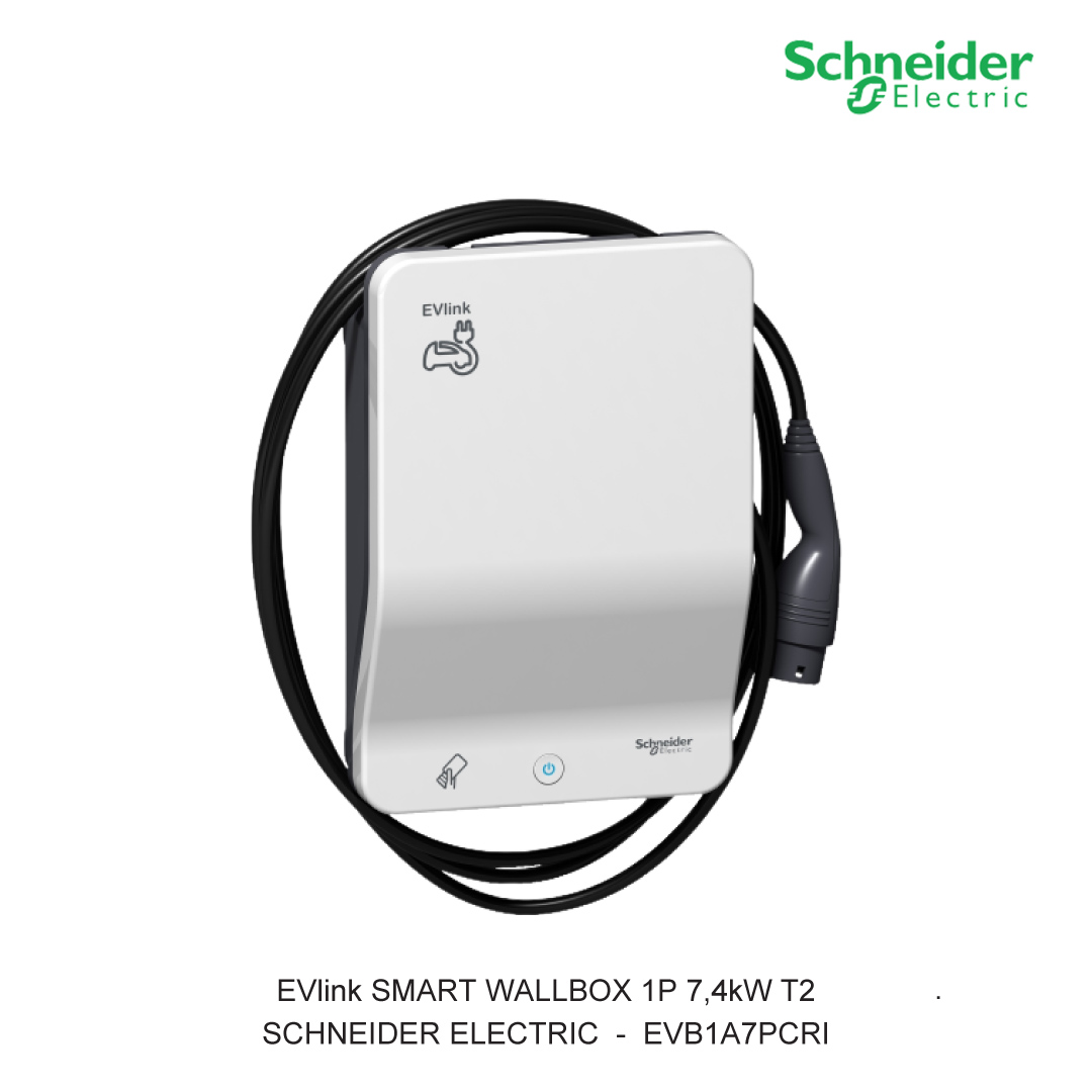 EVlink Smart Wallbox 1P 7,4kW T2 attached cable Charging Access RFID