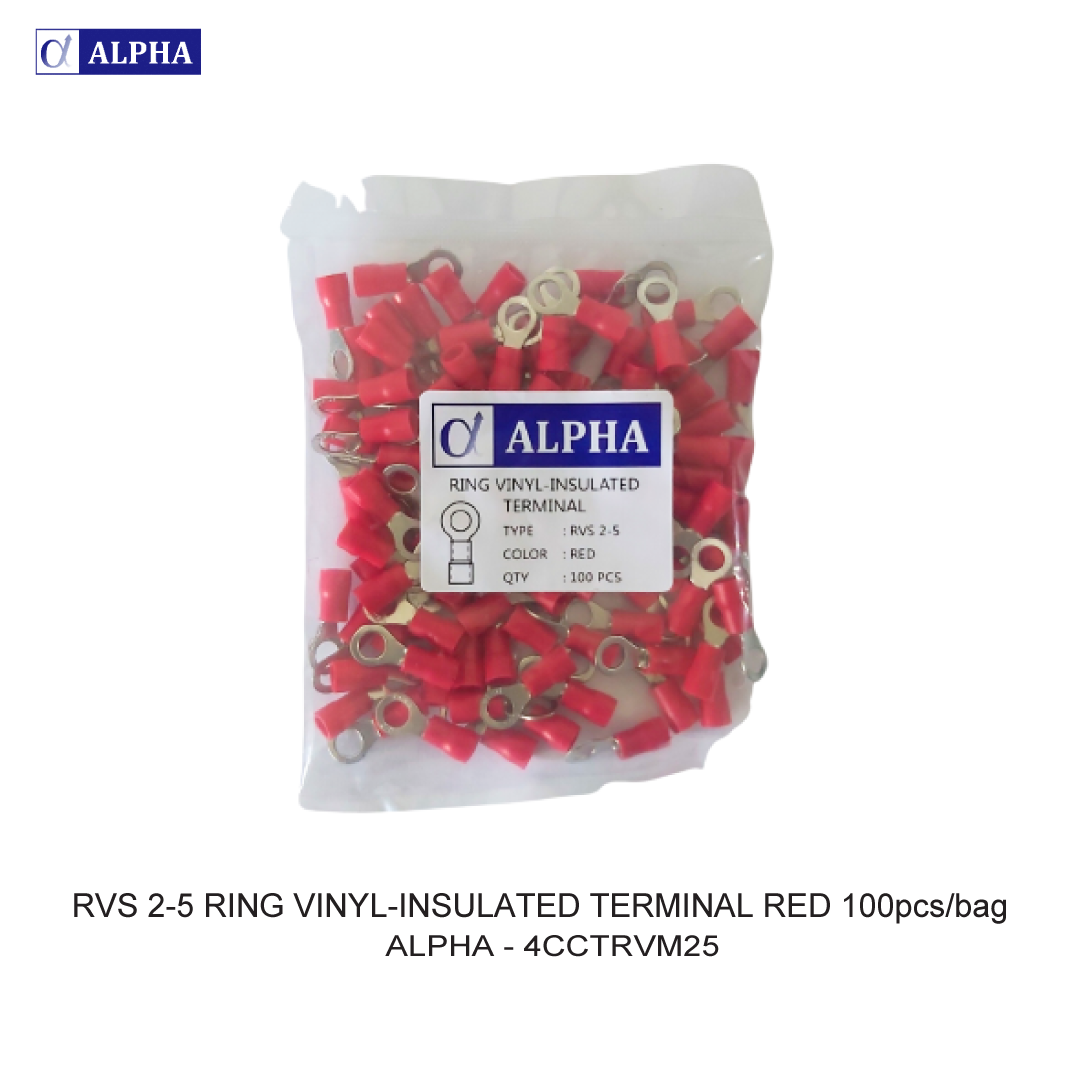 RVS 2-5 RING VINYL-INSULATED TERMINAL RED 100pcs/bag