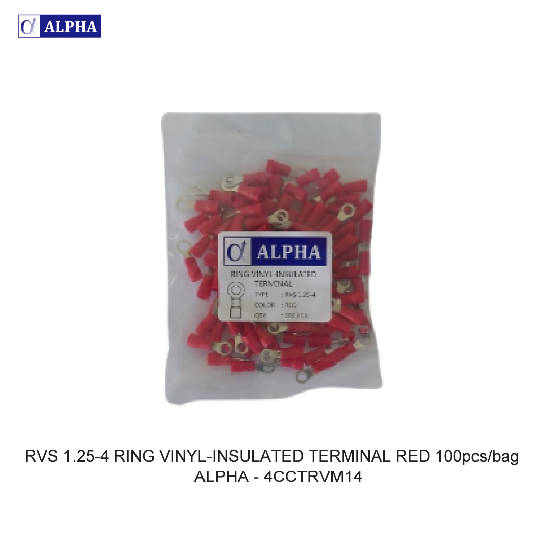RVS 1.25-4 RING VINYL-INSULATED TERMINAL RED 100pcs/bag