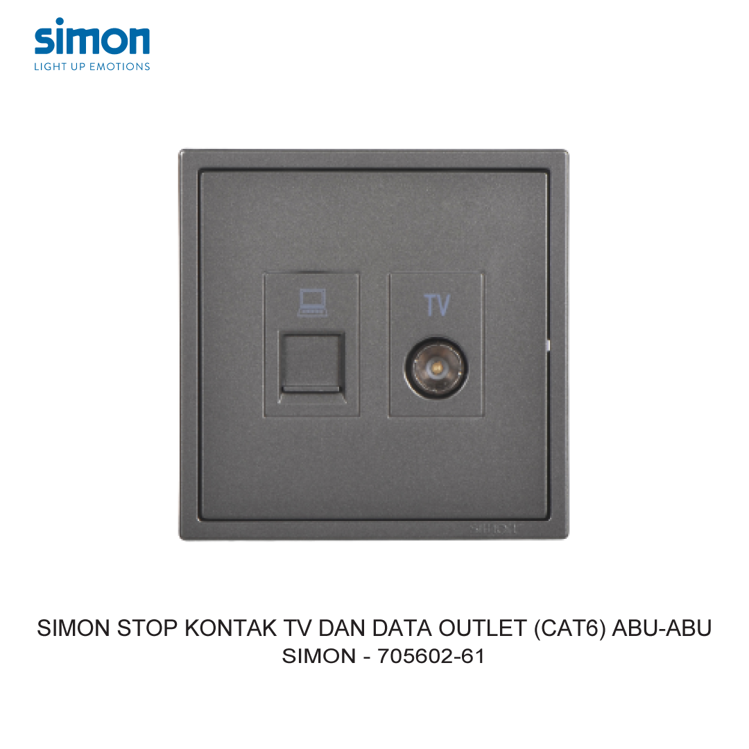 SIMON TV AND DATA OUTLET MODULE (CAT6) GREY