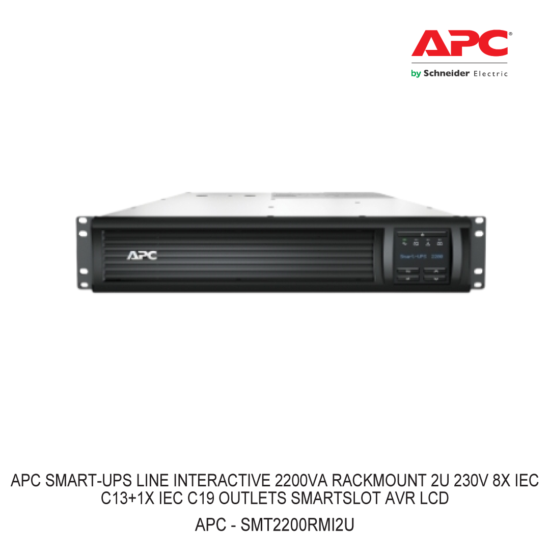 APC SMART-UPS LINE INTERACTIVE 2200VA RACKMOUNT 2U 230V 8X IEC C13+1X IEC C19 OUTLETS SMARTSLOT AVR LCD