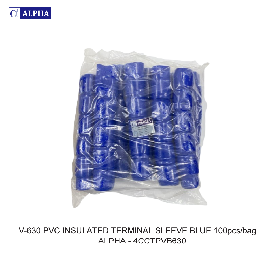 V-630 PVC INSULATED TERMINAL SLEEVE BLUE 100pcs/bag