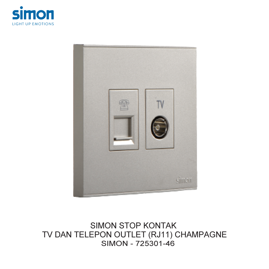 SIMON STOP KONTAK TV DAN TELEPON OUTLET (RJ11) CHAMPAGNE