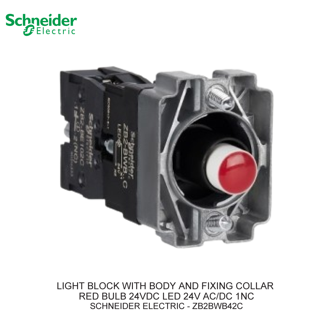 LIGHT BLOCK WITH BODY AND FIXING COLLAR RED BULB 24VDC LED 24V AC/DC 1NC