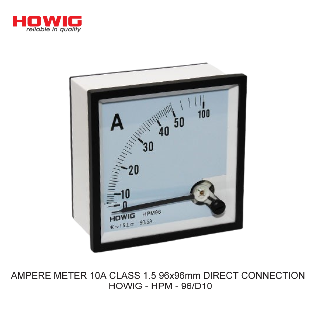 AMPERE METER 10A CLASS 1.5 96x96mm DIRECT CONNECTION