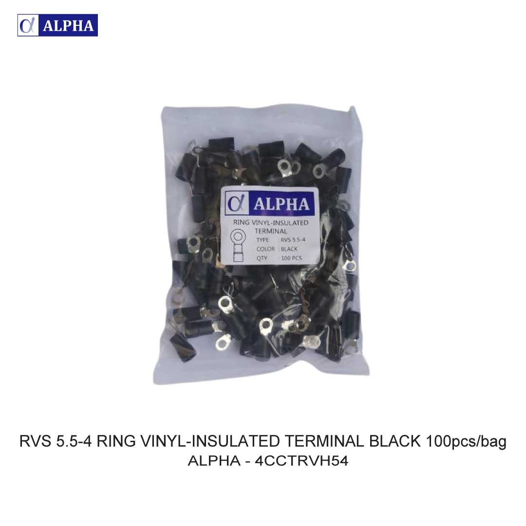 RVS 5.5-4 RING VINYL-INSULATED TERMINAL BLACK 100pcs/bag