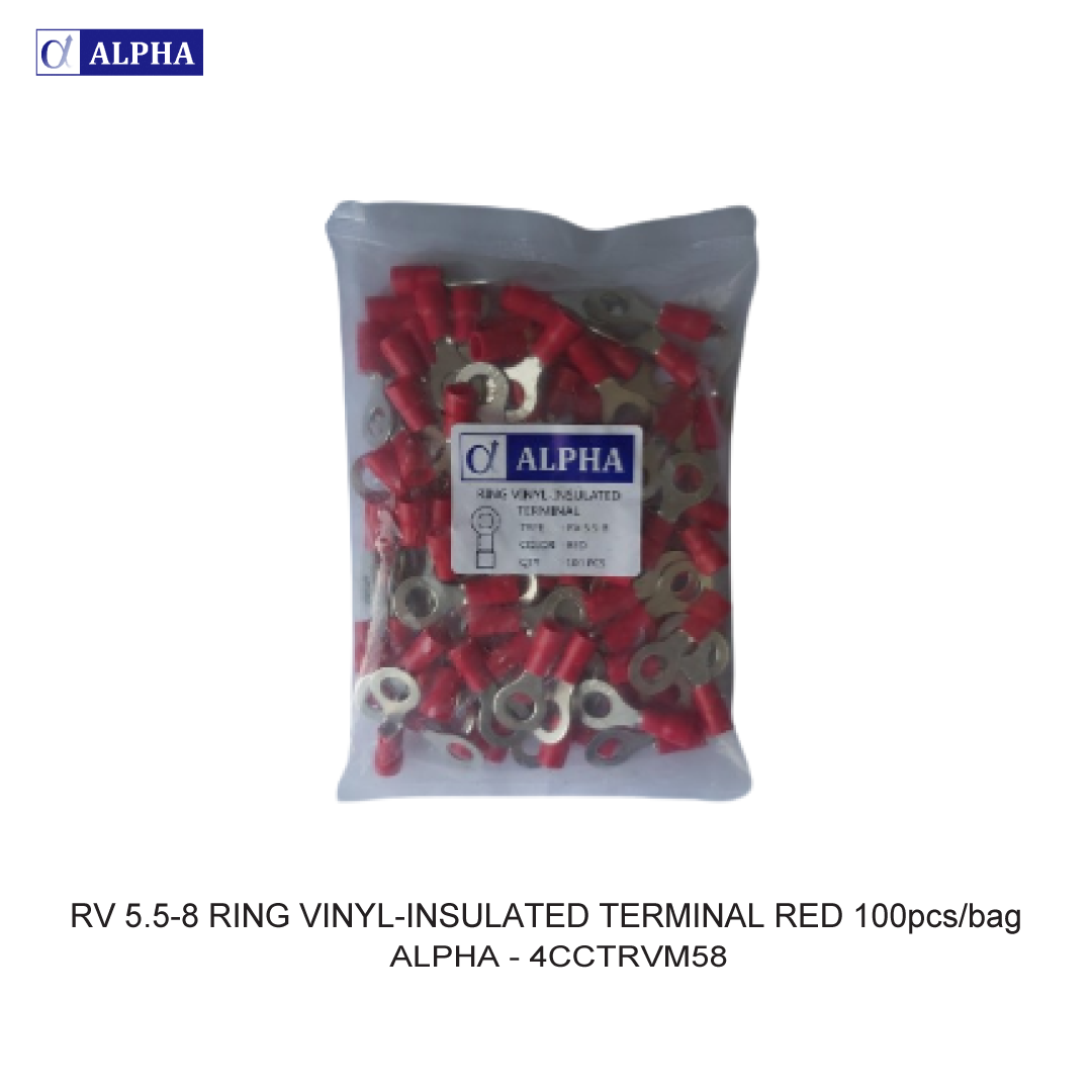 RV 5.5-8 RING VINYL-INSULATED TERMINAL RED 100pcs/bag