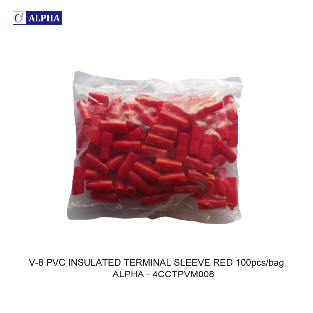 V-8 PVC INSULATED TERMINAL SLEEVE RED 100pcs/bag