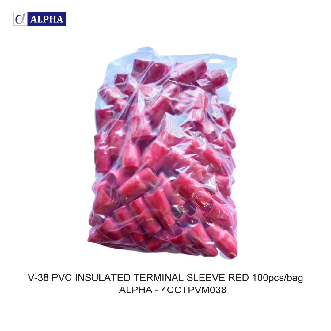 V-38 PVC INSULATED TERMINAL SLEEVE RED 100pcs/bag