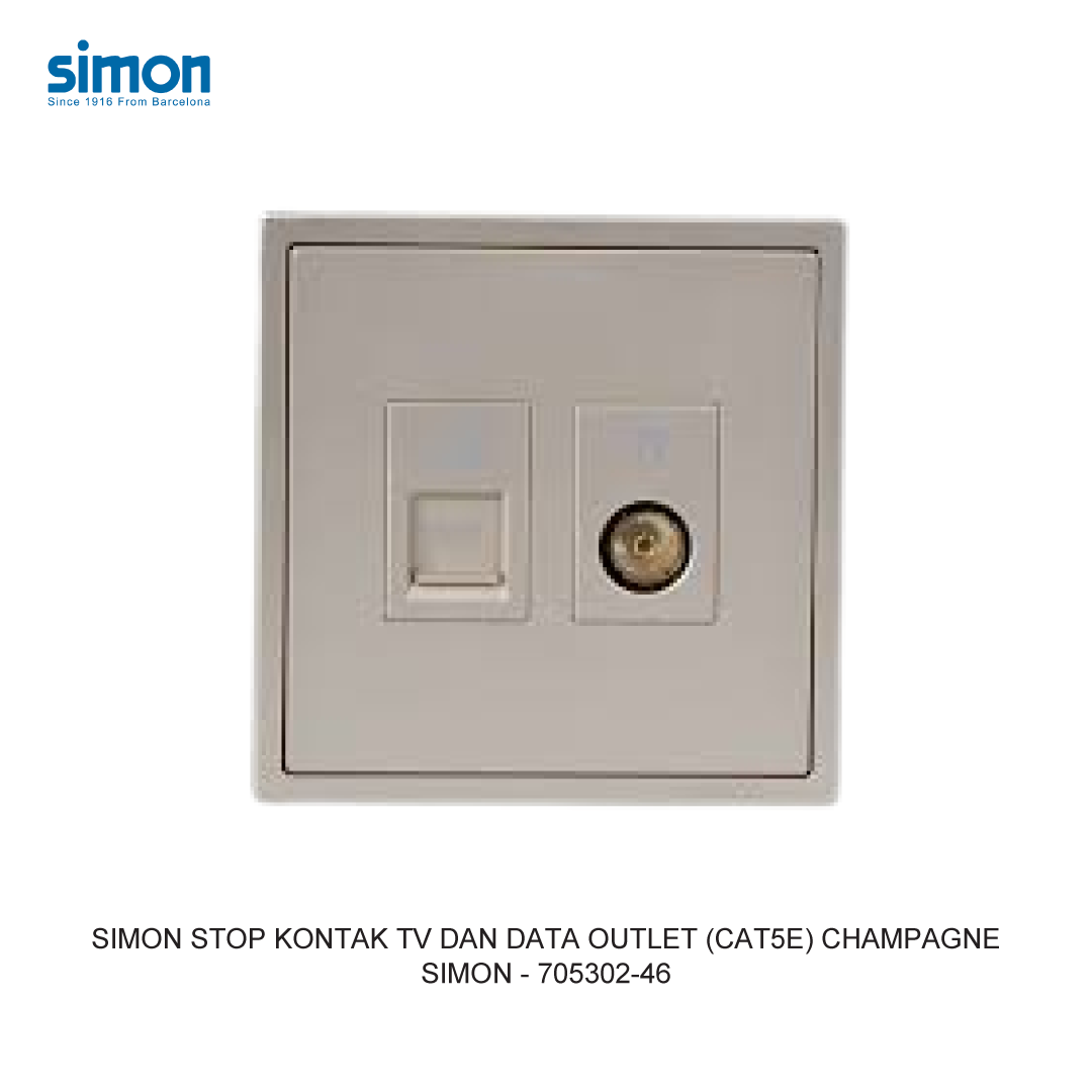 SIMON TV AND DATA OUTLET MODULE (CAT5E) CHAMPAGNE