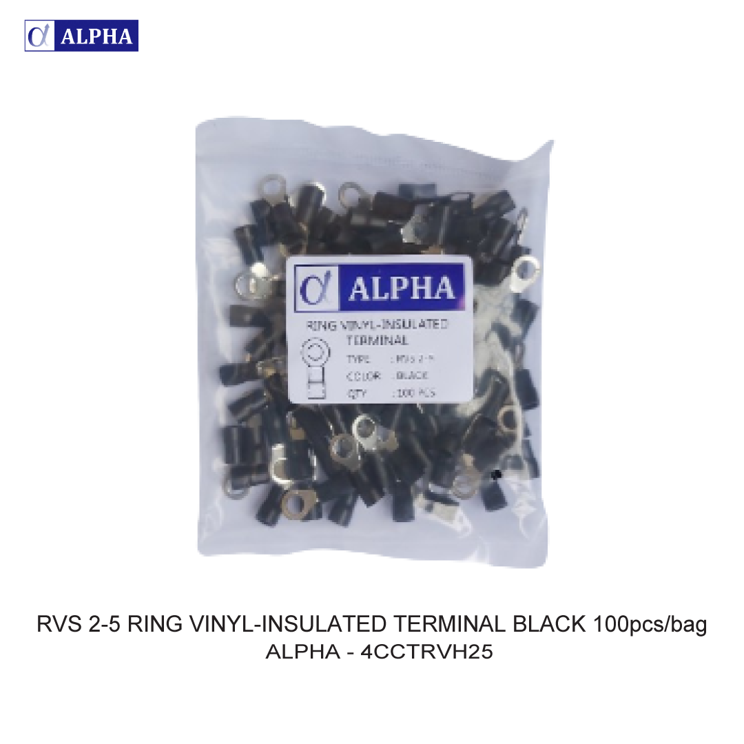 RVS 2-5 RING VINYL-INSULATED TERMINAL BLACK 100pcs/bag