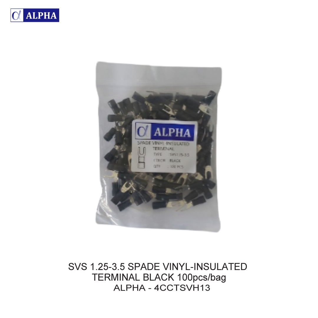 SVS 1.25-3.5 SPADE VINYL-INSULATED TERMINAL BLACK 100pcs/bag