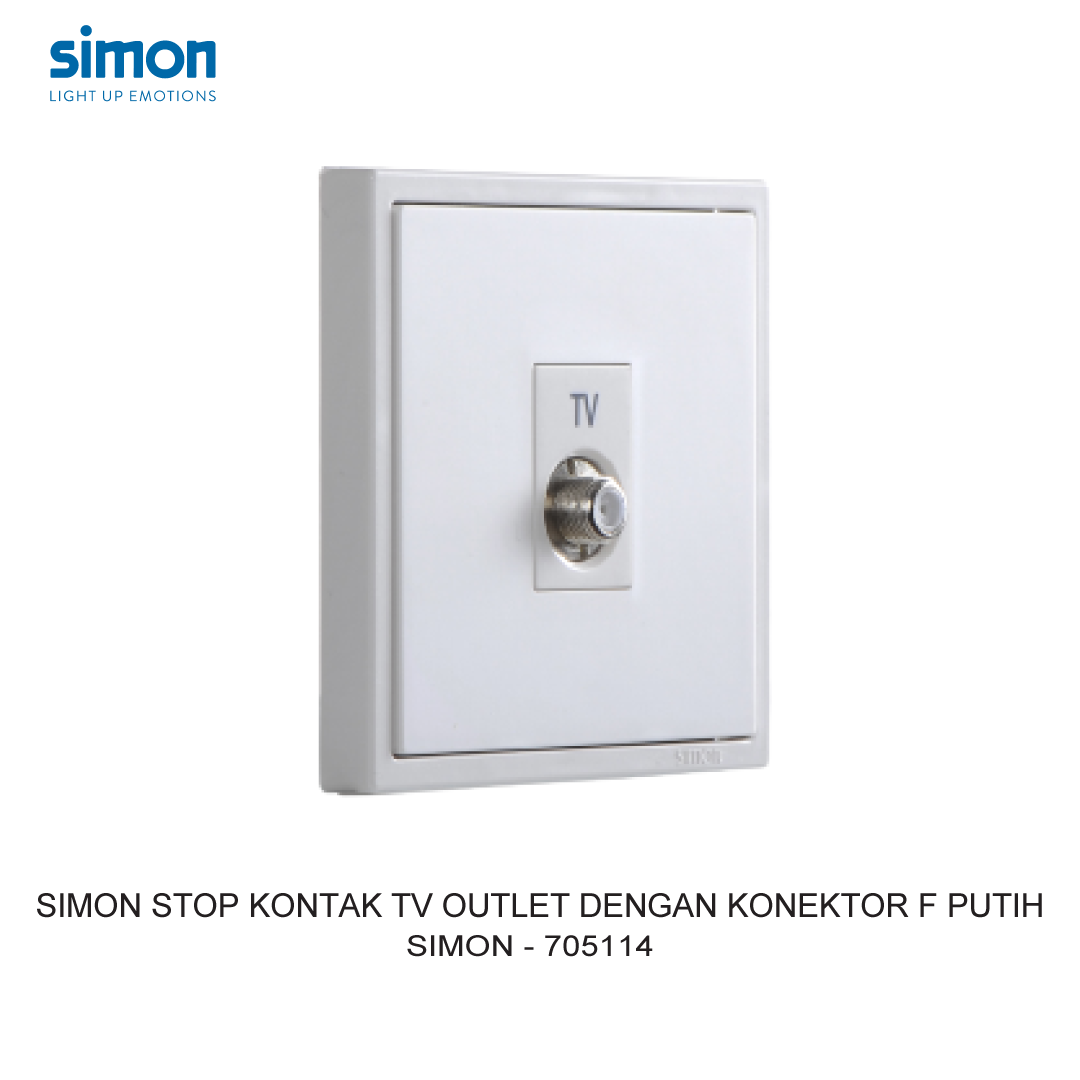 SIMON TV OUTLET MODULE WITH F CONNECTOR WHITE