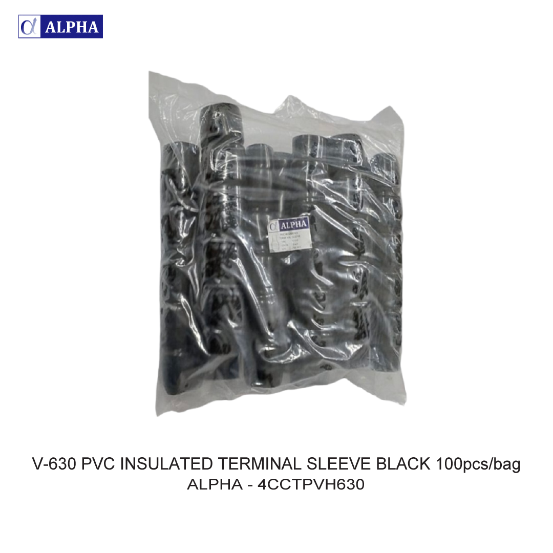 V-630 PVC INSULATED TERMINAL SLEEVE BLACK 100pcs/bag