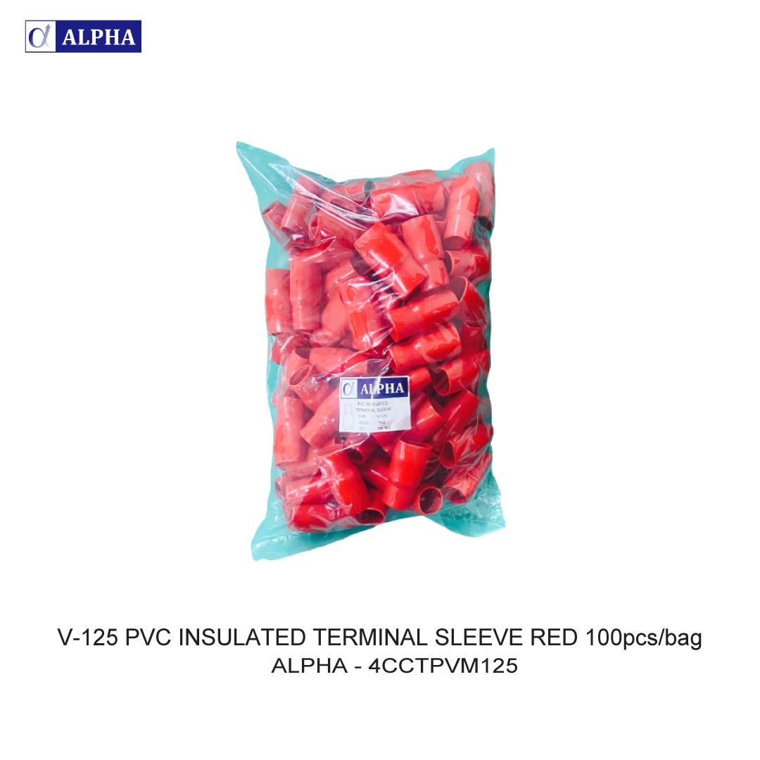 V-125 PVC INSULATED TERMINAL SLEEVE RED 100pcs/bag