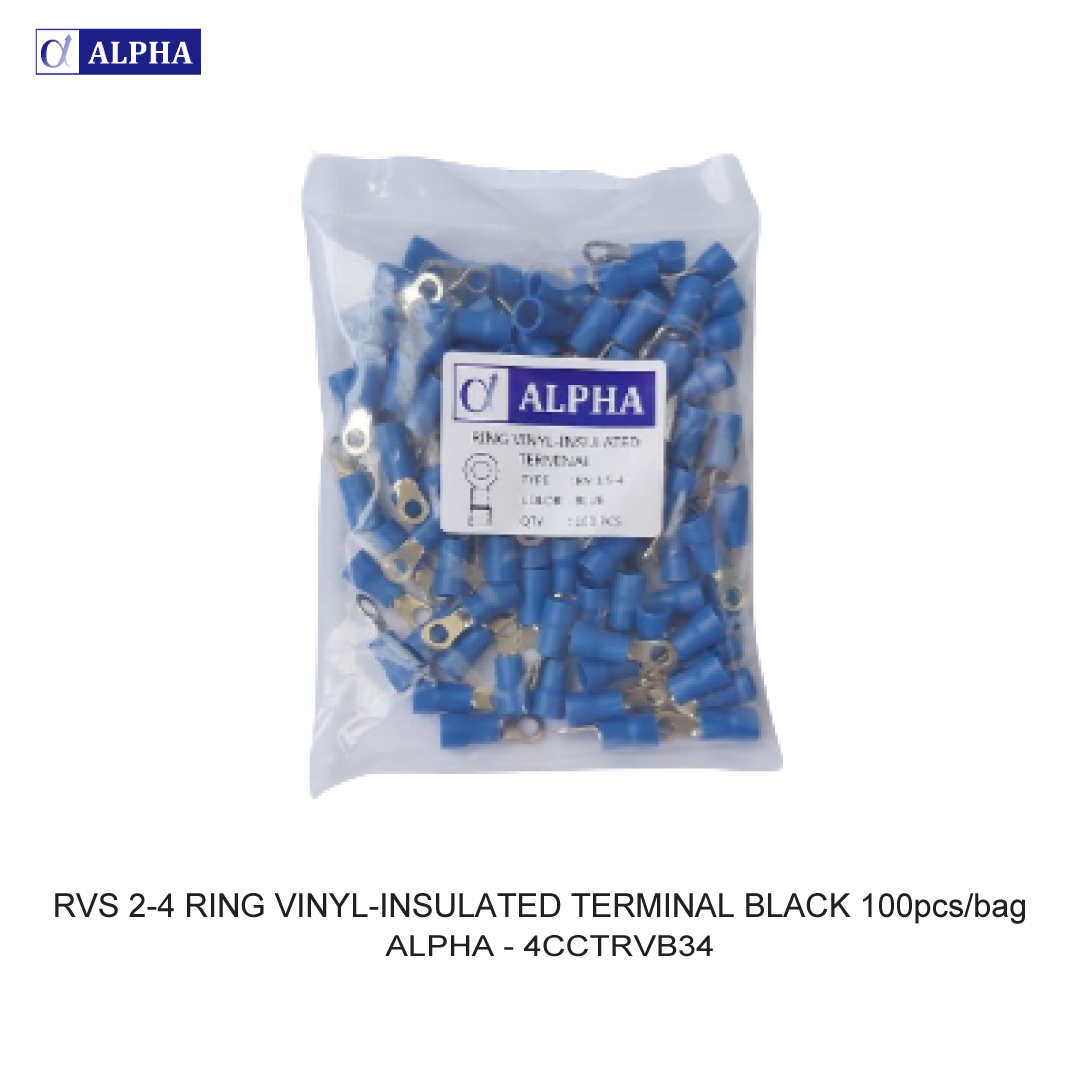 RVS 2-4 RING VINYL-INSULATED TERMINAL BLACK 100pcs/bag