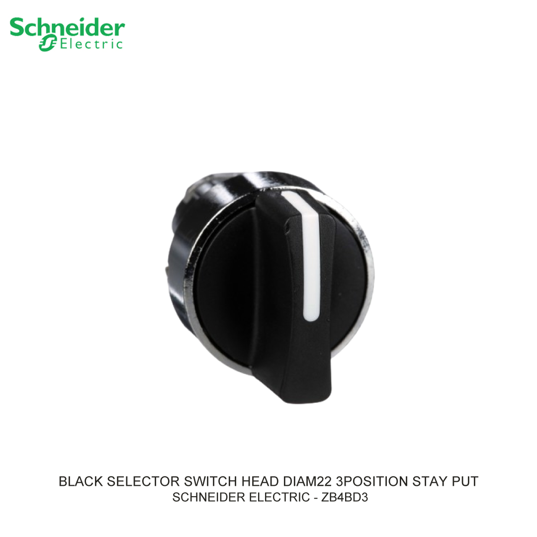 BLACK SELECTOR SWITCH HEAD DIAM22 3POSITION STAY PUT